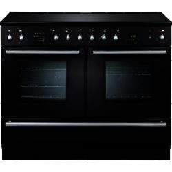 Rangemaster Toledo XT 110 - 77260 Ceramic Electric Range Cooker in Gloss Black with Satin handles